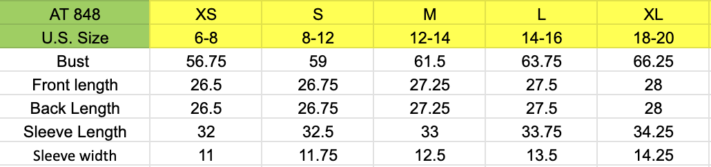 Size chart