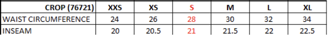 Size chart