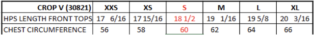 Size chart