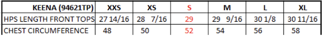 Size chart