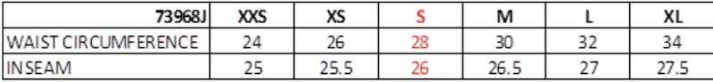 Size chart