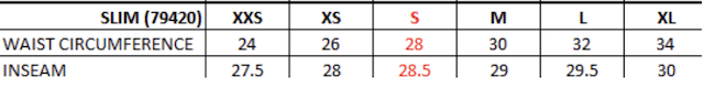 Size chart