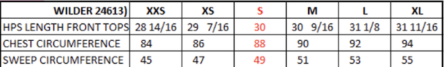 Size chart