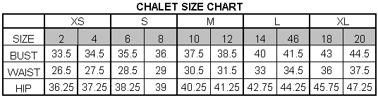 Jezebel Size Chart