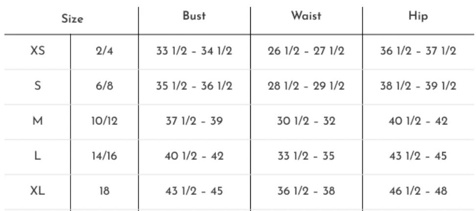 Size chart