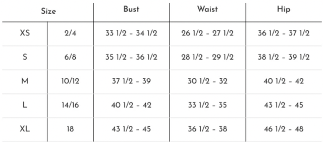 Size chart