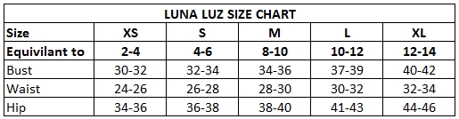 Luna Luz Size Chart