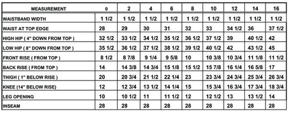 Peace Of Cloth Size Chart