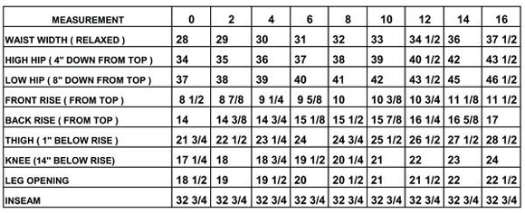 Peace Of Cloth Size Chart