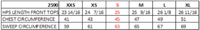 Size chart