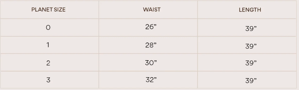 Size chart