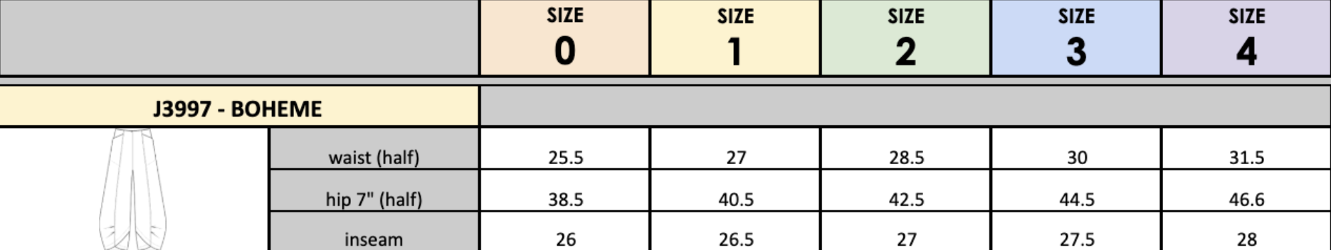 Size chart