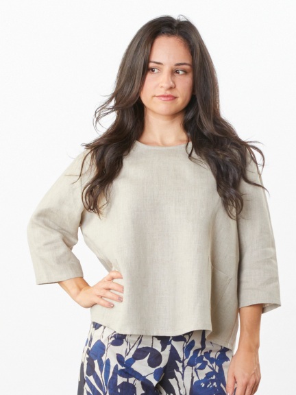 3/4 Sleeve Natural Boxy Shirt by Bryn Walker
