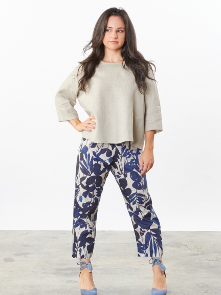 3/4 Sleeve Natural Boxy Shirt by Bryn Walker