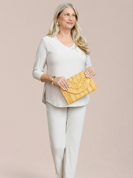 3/4 Slv Soft V-Neck Top by Sympli