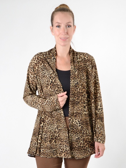 Annie Leopard Open Cardigan by Comfy USA