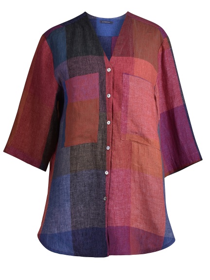 Big Check Linen Button Down Shirt by Alembika