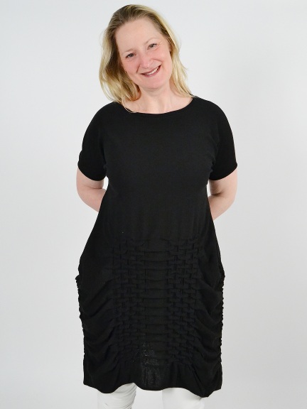 Black Textured Dress by Knit Knit
