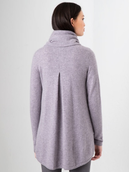 Cashemere Cowl Pleat Back Tunic Sweater by Kinross Cashmere