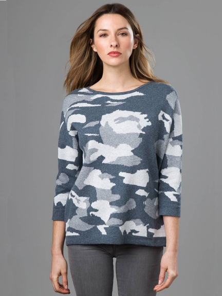 Cashmere Blend Camo Pullover by Kinross Cashmere