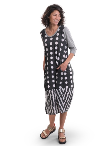 Charcoal Dot & Stripe Dress by Alembika