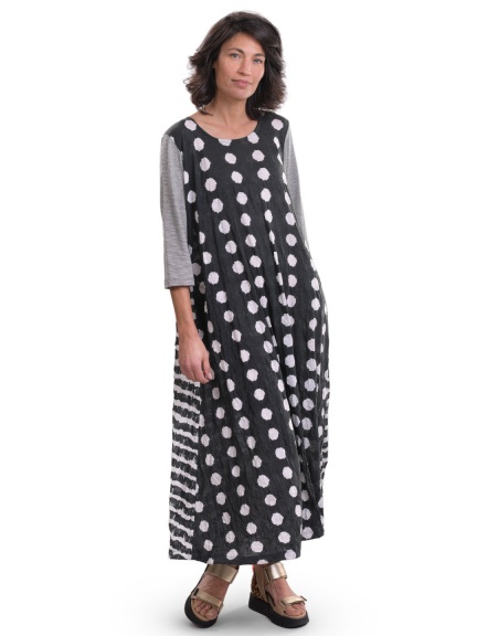 Charcoal Dot & Stripe Maxi Dress by Alembika