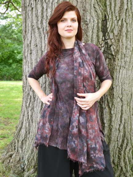 Chocolate Tie Dye Silk Modal Scarf by Annie Turbin