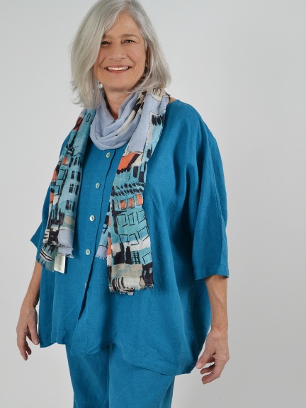 Cinque Terra Print Scarf by Kinross Cashmere