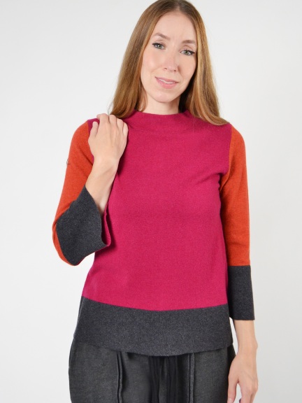 Colorblock Funnel Sweater by Kinross Cashmere