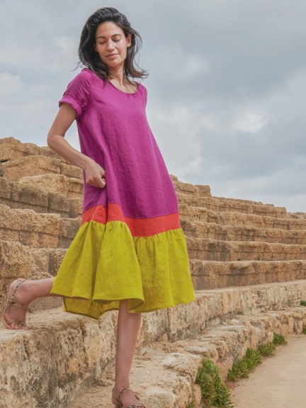 Colorblock Linen Dress by Alembika