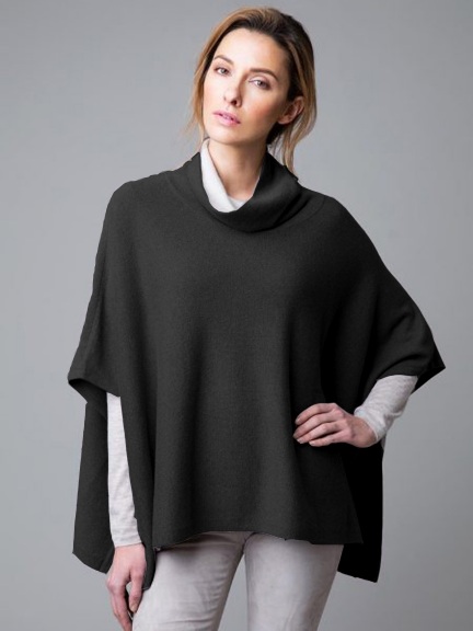 Contrast Cowl Poncho by Kinross Cashmere