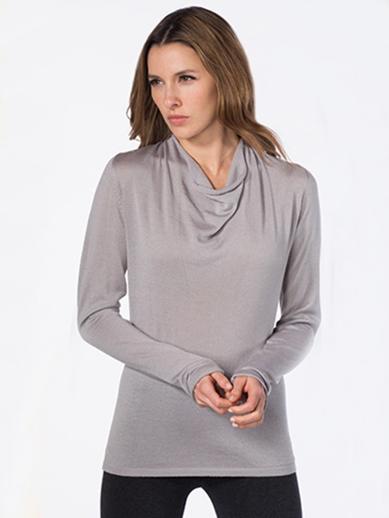 Drapeneck Pullover by Kinross Cashmere at Hello Boutique