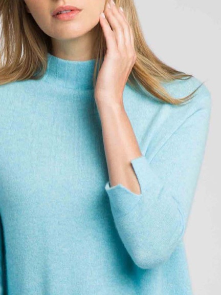 Easy Rib Trim Funnel Sweater by Kinross Cashmere