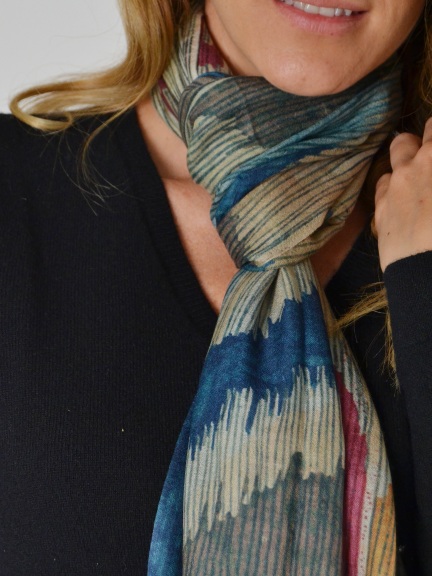 Etched Ikat Print Scarf by Kinross Cashmere