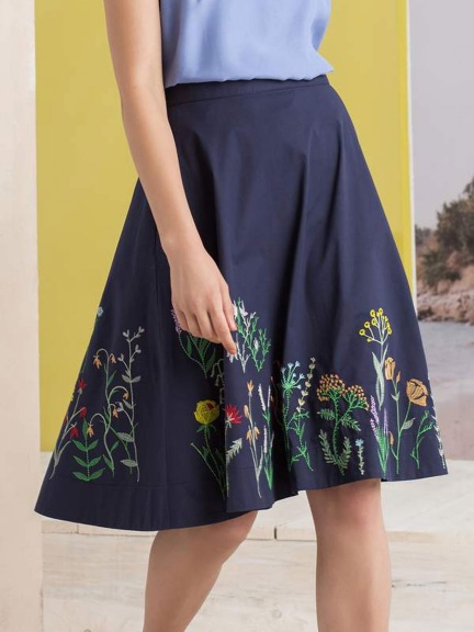 Floral Embroidered Skirt by Ivko