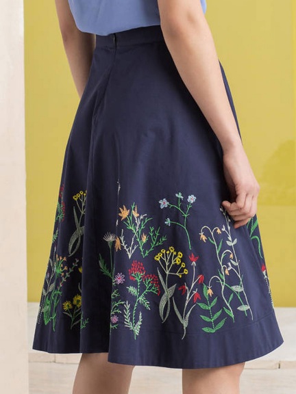 Floral Embroidered Skirt by Ivko