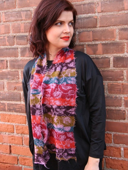 Floral Stripe Wool Scarf by Butapana