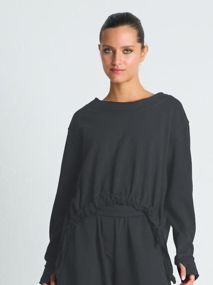 French Terry Crop Drawstring Top by Planet by Lauren G
