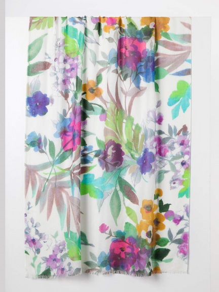 Fresh Cut Floral Print Scarf by Kinross Cashmere