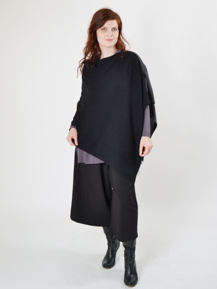 Contrast Poncho by Kinross Cashmere at Hello Boutique