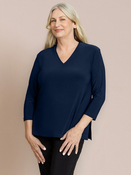 Go To Narrow V-Neck Top by Sympli