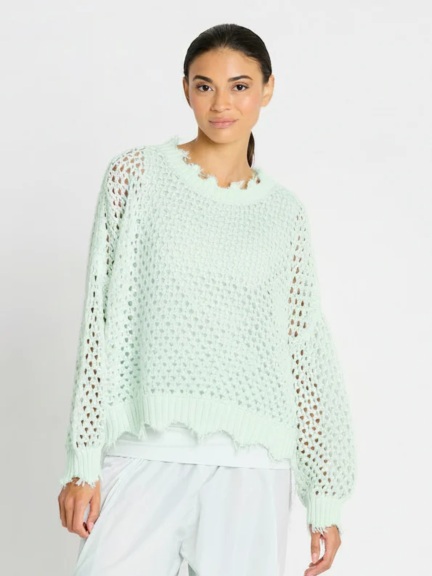 Hamptons Crewneck Crochet Sweater by Planet by Lauren G