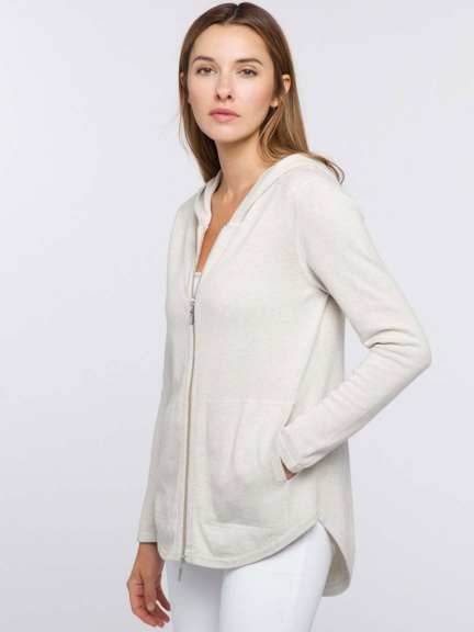 Hi Low Zip Hoodie by Kinross Cashmere