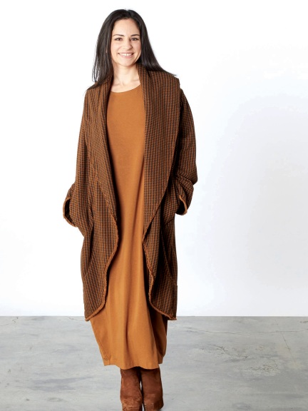 Houndstooth Bamboo Fleece Wrap Coat by Bryn Walker