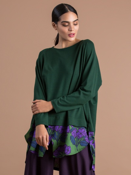 Jungle Green Floral Layered Top by Alembika