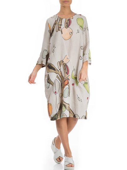 Linen Abstract Print Dress by Grizas