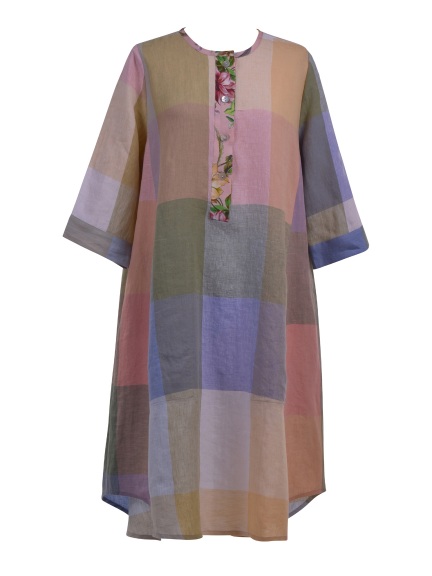 check a line dress Linen Check Dress