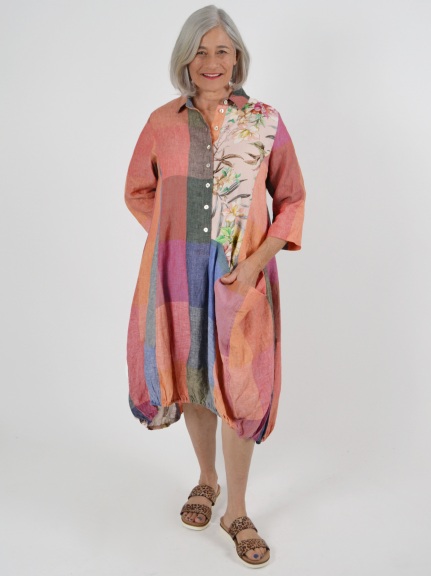 Linen Check Dress by Alembika at Hello Boutique