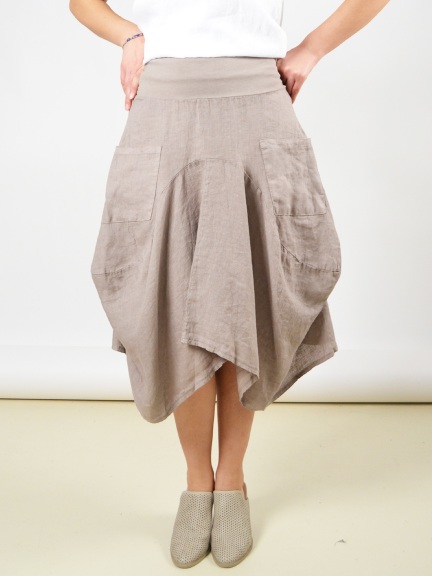 Linen Cloverleaf Midi Skirt by Inizio