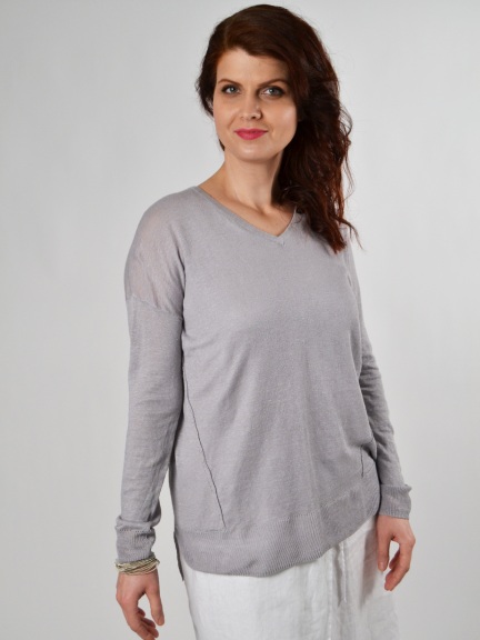 Linen Hi Lo Pullover by Kinross Cashmere at Hello Boutique